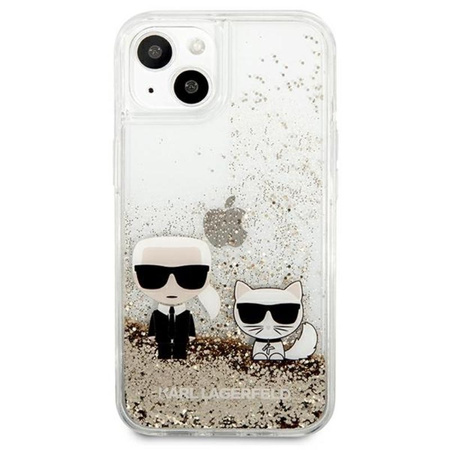 Karl Lagerfeld Liquid Glitter Karl & Choupette - iPhone 13 Hülle (Gold)