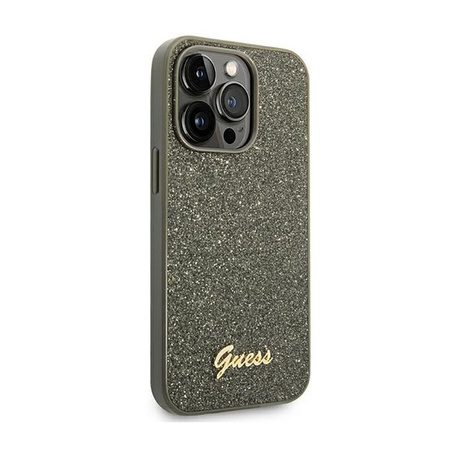 Guess Glitter Flakes Metal Logo Case - Coque iPhone 14 Pro Max (verte)