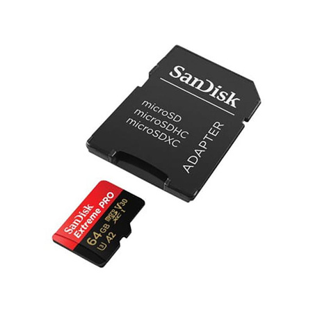 SanDisk Extreme Pro microSDXC - Karta pamięci 64 GB A2 V30 UHS-I U3 200/90 MB/s z adapterem