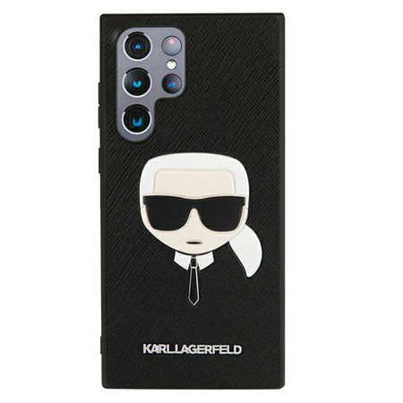 Karl Lagerfeld Saffiano Ikonik Karl`s Head - Samsung Galaxy S22 Ultra tok (fekete)