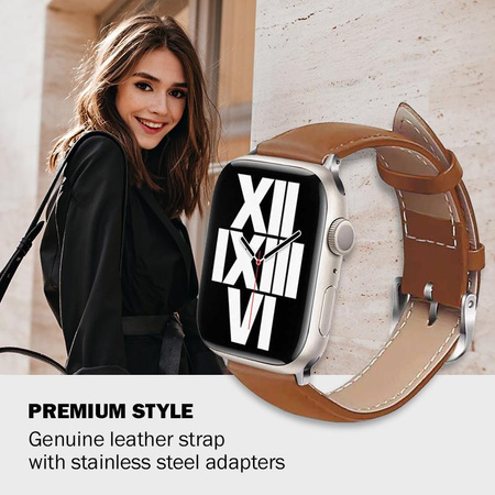 Crong Noble Band - Cinturino in vera pelle per Apple Watch 38/40/41/42 mm (moka)