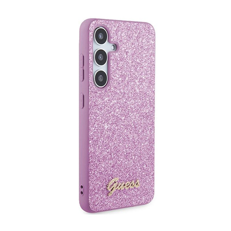 Guess Glitter Flakes Metal Logo Case - Tasche für Samsung Galaxy S24 (Lila)