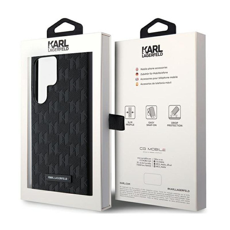 Karl Lagerfeld Saffiano Monogram Metal Logo - pouzdro pro Samsung Galaxy S24 Ultra (černé)