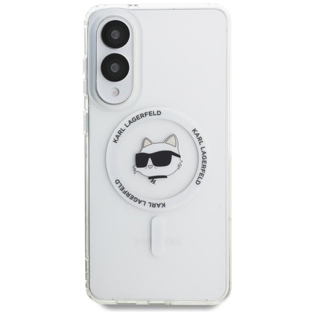 Karl Lagerfeld Button Choupette Head Printed Logo MagSafe – Hülle für Samsung Galaxy S25 Edge (weiß)