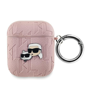 Karl Lagerfeld Monogram Karl & Choupette Head - pouzdro na AirPods 1/2 generace (růžové)