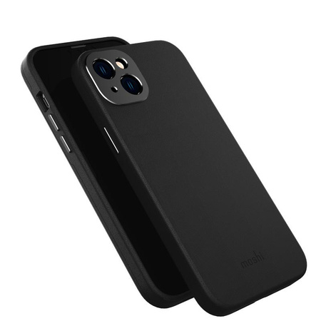 Moshi Napa Slim MagSafe - Ledertasche für iPhone 14 Plus (Midnight Black)