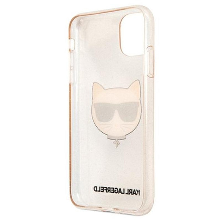 Karl Lagerfeld Choupette Head Glitter - pouzdro pro iPhone 11 (zlaté)