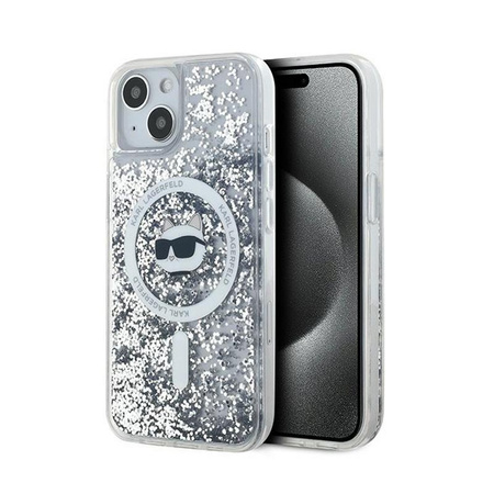 Karl Lagerfeld Liquid Glitter Choupette Head MagSafe - iPhone 15 / 14 / 13 Tasche (Transparent)