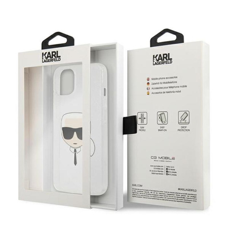 Karl Lagerfeld Karl's Head Glitter - Coque pour iPhone 13 mini (argent)