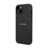 Guess Saffiano Metal Logo Stripes - Coque pour iPhone 14 Plus (noir)