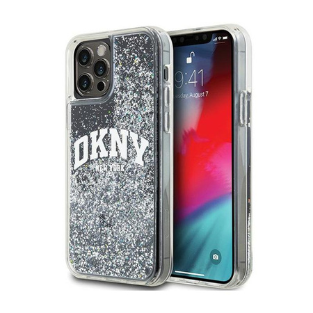 DKNY Liquid Glitter Big Logo - Coque iPhone 12 / iPhone 12 Pro (noir)