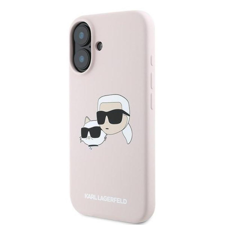 Karl Lagerfeld szilikon Double Heads Print MagSafe - iPhone 16 Plus tok (rózsaszín)