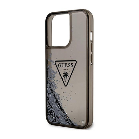 Guess Liquid Glitter Triangle Logo Case - Case for iPhone 14 Pro Max (Black)