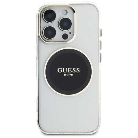 Guess IML Metal Colored Circle Classic Logo MagSafe - Hülle für iPhone 16 Pro (schwarz)