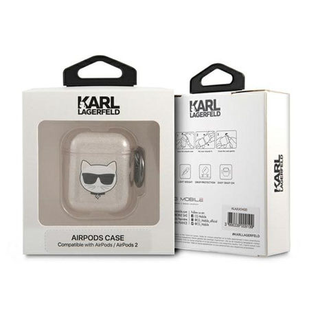 Karl Lagerfeld Choupette Head Glitter - pouzdro na Airpods (zlaté)