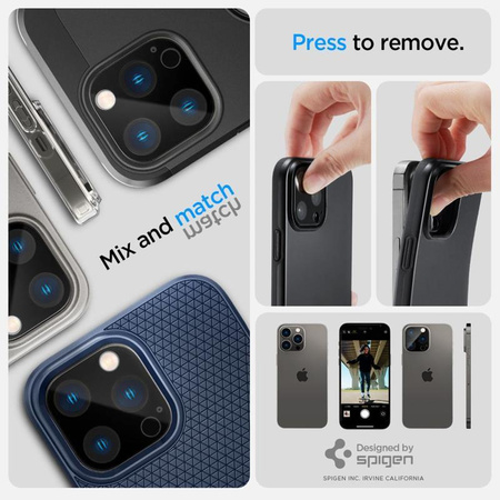 Spigen Optik.TR Camera Lens Protector 2-Pack - Verre de protection pour iPhone 16 Pro / 16 Pro Max / 15 Pro / 15 Pro Max / 14 Pro / 14 Pro Max (Noir)