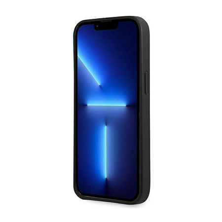 Guess Saffiano Triangle Logo Case - Hülle für iPhone 14 Plus (Schwarz)