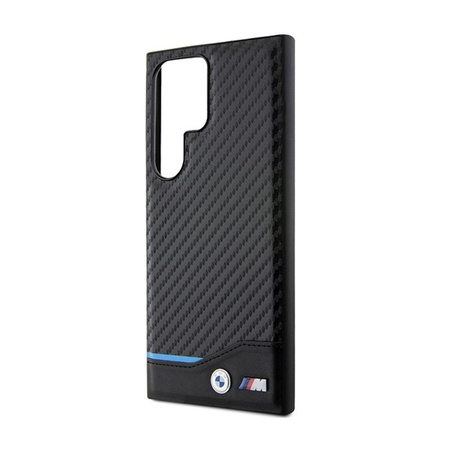 BMW Leather Carbon Blue Line - Case for Samsung Galaxy S24 Ultra (black)