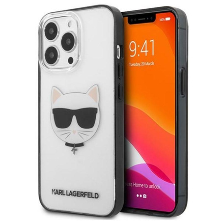 Karl Lagerfeld Choupette Head - iPhone 13 Pro Tasche (klar / schwarzer Rahmen)