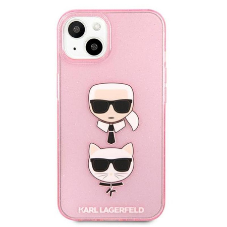 Karl Lagerfeld Glitter Karl & Choupette Head - iPhone 13 mini Case (pink)