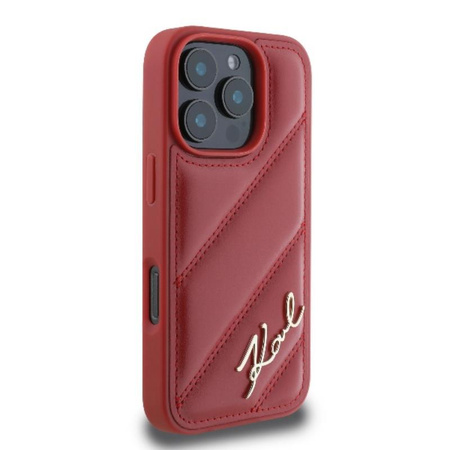 Karl Lagerfeld Quilted Signature - Coque iPhone 16 Pro Max (rouge)