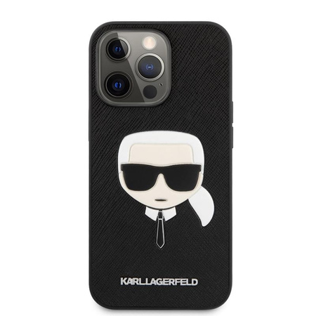 Karl Lagerfeld Saffiano Ikonik Karl`s Head - pouzdro pro iPhone 13 Pro (černé)