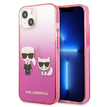 Karl Lagerfeld Gradient Ikonik Karl & Choupette - pouzdro na iPhone 13 mini (růžové)