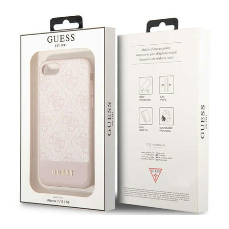 Guess 4G Bottom Stripe Collection - pouzdro pro iPhone SE (2022/2020) / 8 / 7 (růžové)