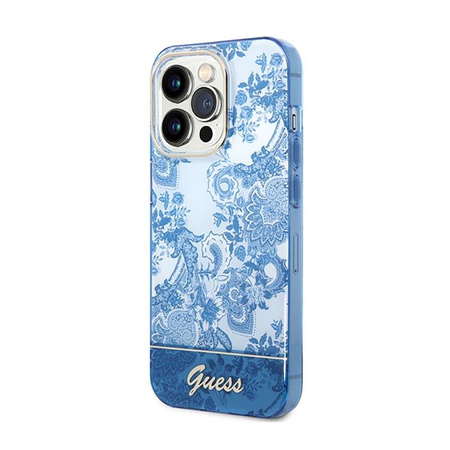 Guess Porcelain Collection - pouzdro pro iPhone 14 Pro Max (modré)