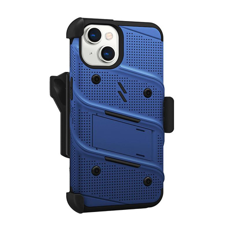 ZIZO BOLT Series - Armored iPhone 14 case with 9H glass for screen + holder with stand (blue)