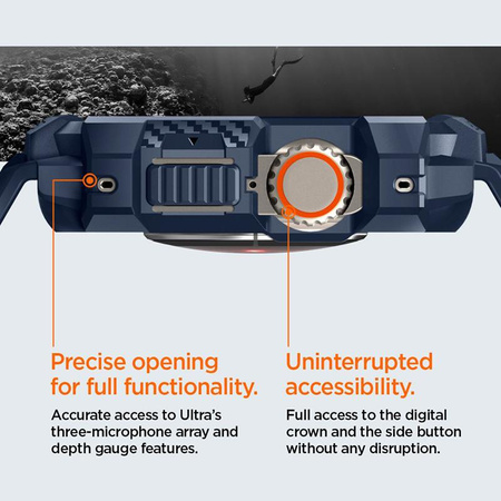Spigen Rugged Armor Pro - Bracelet avec étui pour Apple Watch Ultra 49 mm (Bleu marine)