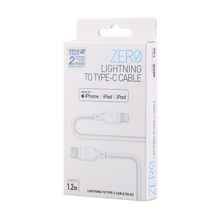Momax Zero - Câble de connexion USB-C (Power Delivery Fast Charging 3A) vers Lightning MFi 1,2 m (blanc)