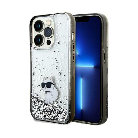 Karl Lagerfeld Liquid Glitter Choupette - iPhone 14 Pro Tasche (Transparent)