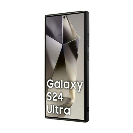 DKNY bőr mono csíkos és fém logóval - Samsung Galaxy S24 Ultra tok (fekete)