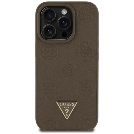 Guess Grained Hot Stamp Peony Triangle Logo MagSafe - Case for iPhone 16 Pro Max (brown)
