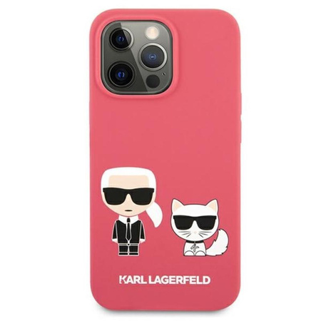 Karl Lagerfeld Silikonové pouzdro Karl & Choupette - iPhone 13 Pro (fuchsiová)