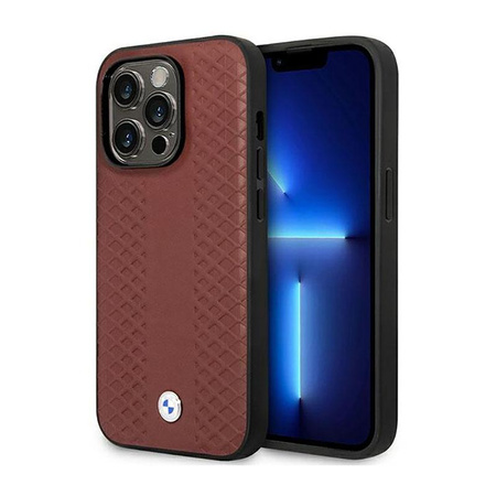 BMW Leather Diamond Pattern MagSafe - iPhone 14 Pro Max Case (burgundy)
