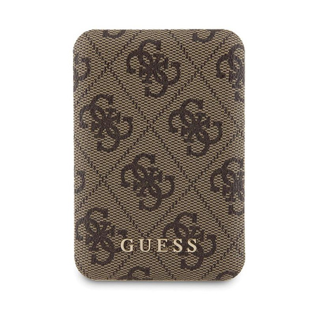 Guess Bundle Pack MagSafe 4G Metal Gold Logo - sada pouzdra + Power Bank 5000mAh MagSafe iPhone 15 Pro Max (hnědá)