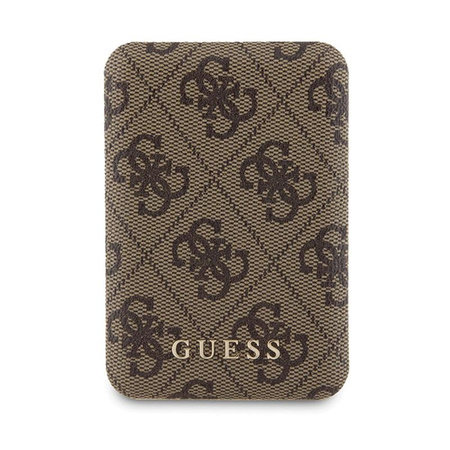 Guess Bundle Pack MagSafe 4G Metal Gold Logo - Etui + Power Bank 5000mAh MagSafe iPhone 15 Pro Max (marron)