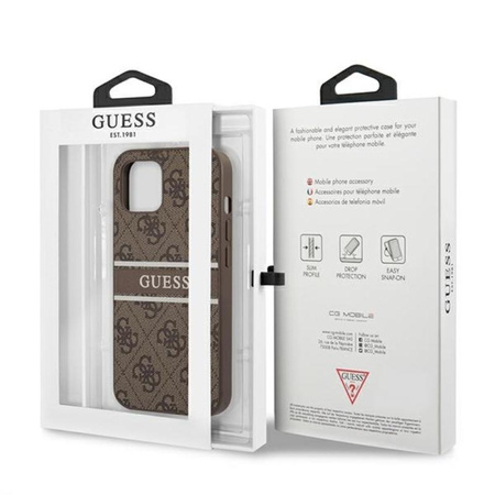 Guess 4G Printed Stripe - iPhone 13 Mini Tasche (braun)