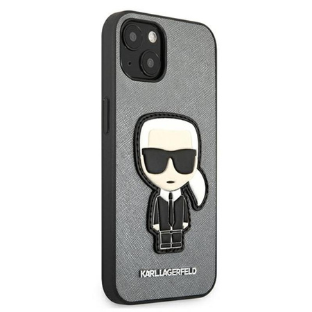 Karl Lagerfeld Saffiano Ikonik Patch - iPhone 13 tok (ezüst)