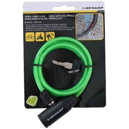 Dunlop - Cadenas vélo spirale à clé 90 cm (vert)