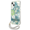 Guess Flower Cord - Etui avec dragonne iPhone 13 (Vert)