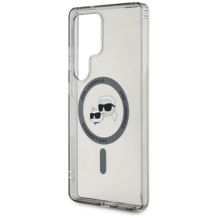 Karl Lagerfeld Button Karl & Choupette Heads Logo imprimé MagSafe - Étui Samsung Galaxy S25 Ultra (noir)