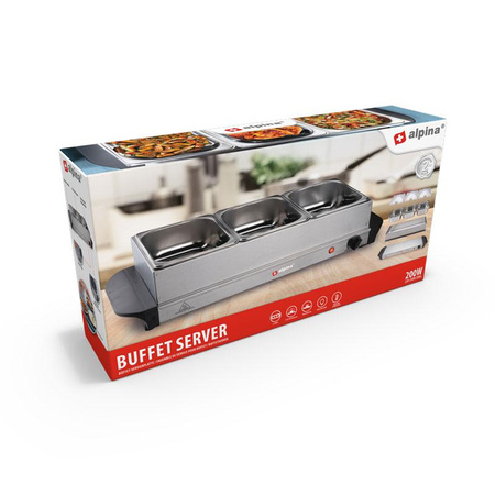 Alpina - Réchauffeur d'aliments, bemar 3x1.25 l puissance 200W acier inoxydable