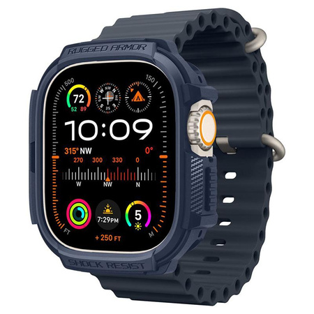 Spigen Rugged Armor - tok Apple Watch Ultra 1/2 49 mm-es órához (sötétkék)