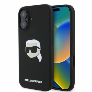 Karl Lagerfeld Silikon Karl Kopf Druck MagSafe - iPhone 16 Hülle (schwarz)