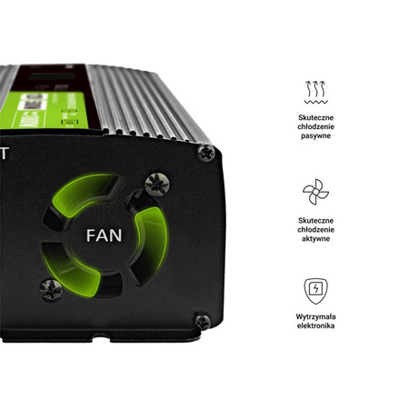 Green Cell - Convertisseur de tension PowerInverter avec écran LCD 12V à 230V 500W/1000W onde sinusoïdale pure