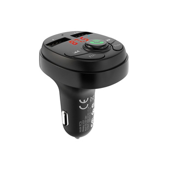 Borofone - FM transmitter with two USB charging ports, black