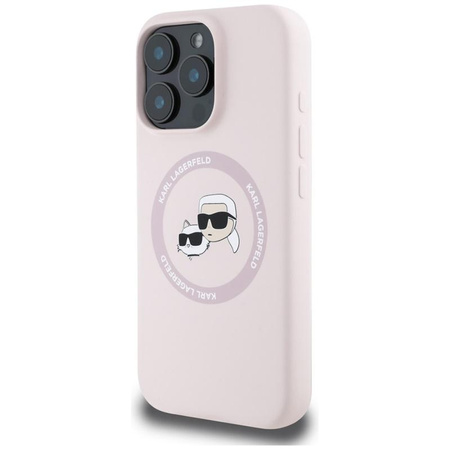 Karl Lagerfeld Silicone Double Heads And Circle MagSafe - Coque pour iPhone 16 Pro (rose)